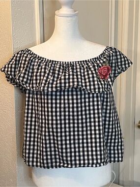 Ambiance Black and White Gingham Blouse
